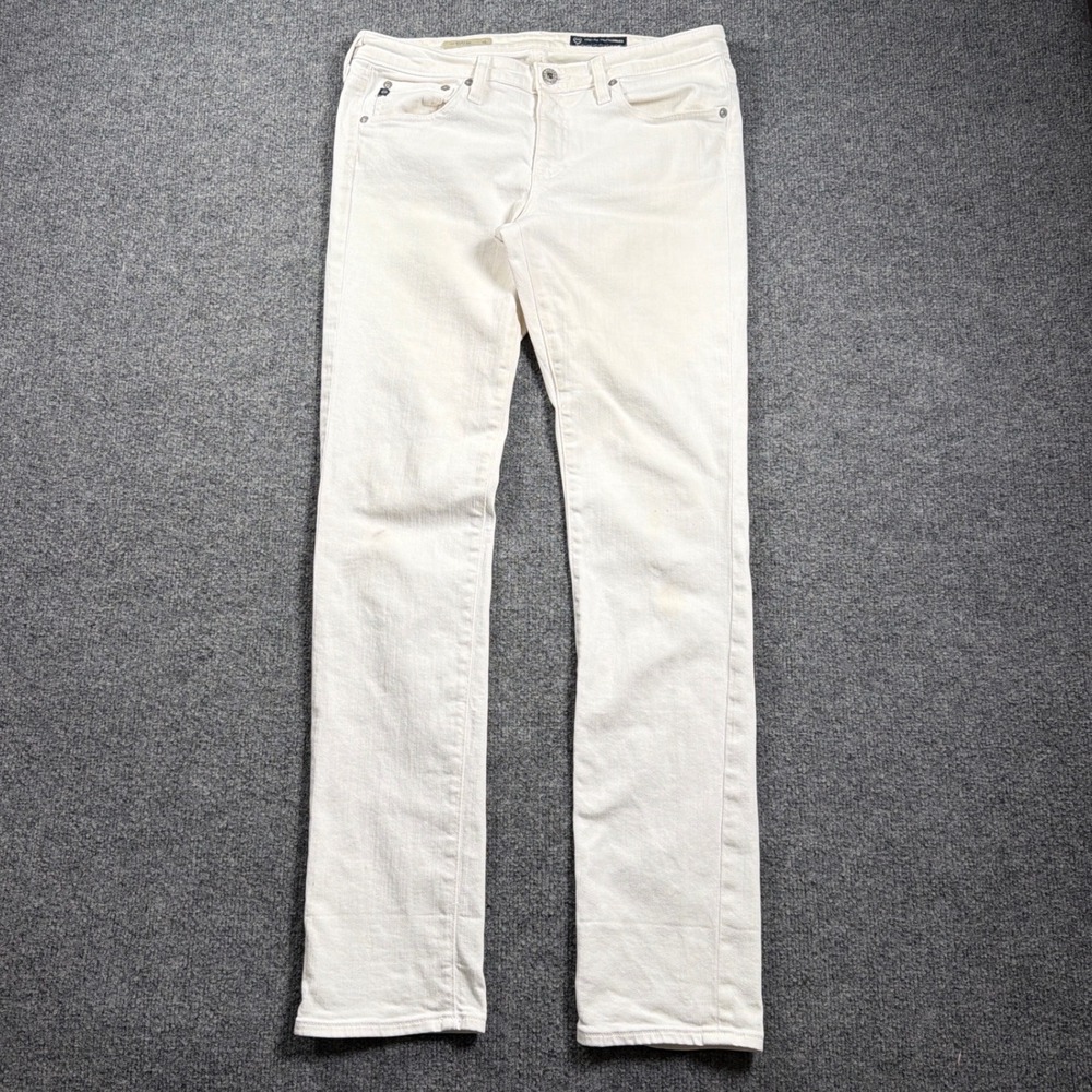 AG Adriano Goldschmied The Stevie Slim Straight Jeans Women 29R White USA Made
